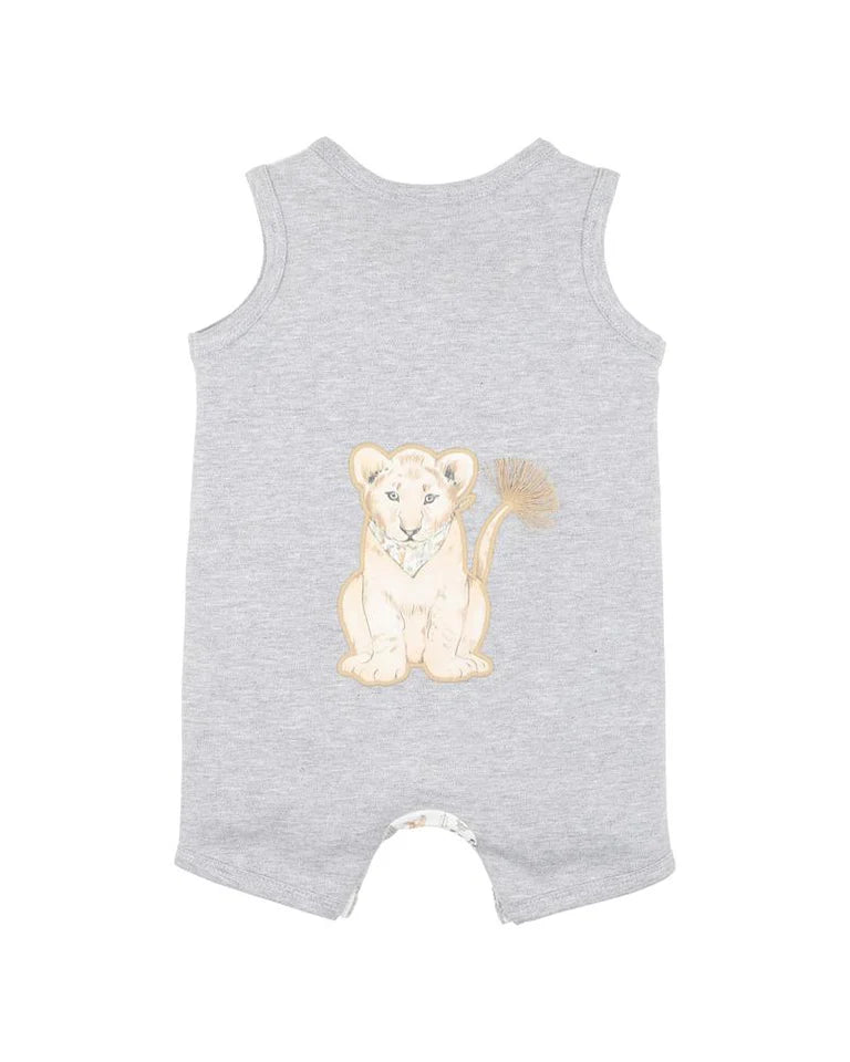 Bebe Ellis Print Lion Club Romper Ellis Print in Multi