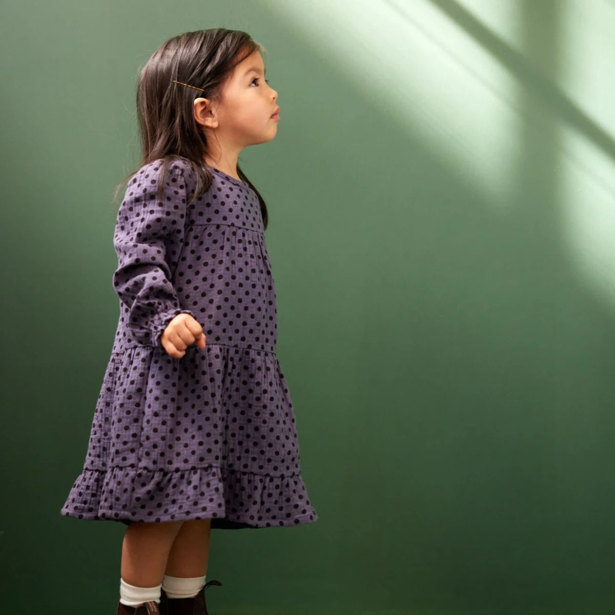 Nature Baby Elliot Dress violet polka dot print