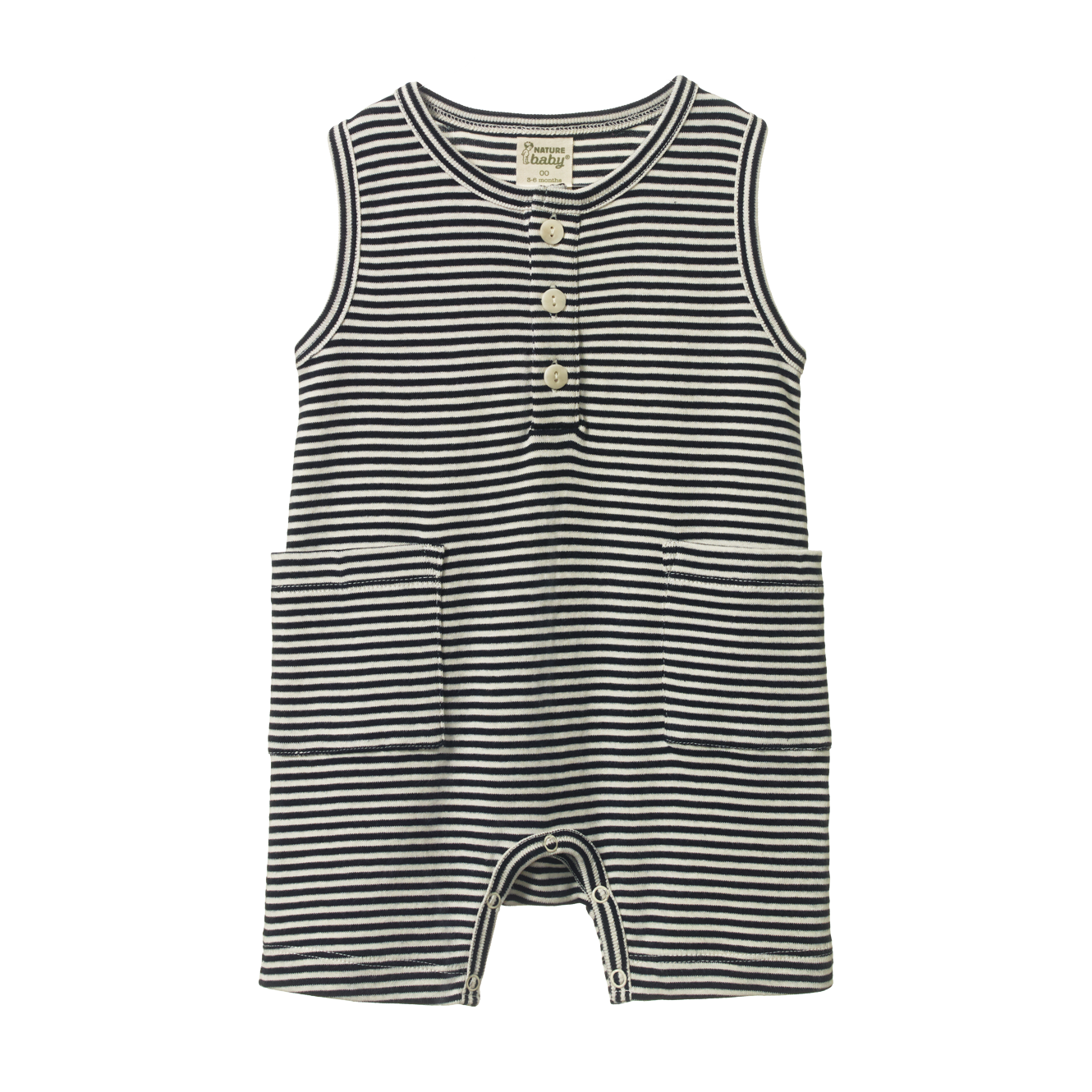 Nature Baby Camper Suit Navy Stripe in Navy