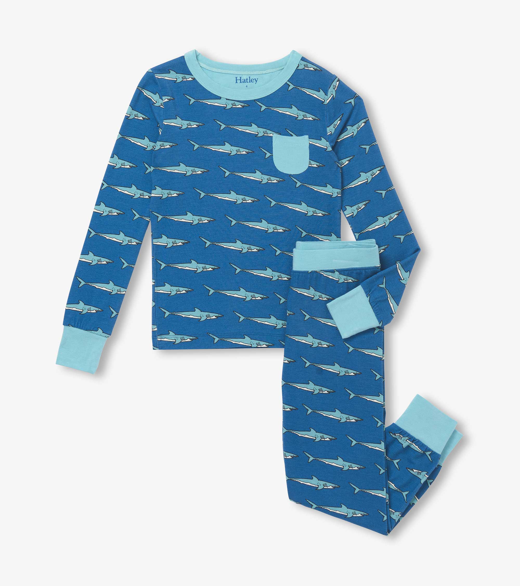 Hatley bamboo shark tank Pajamas in blue