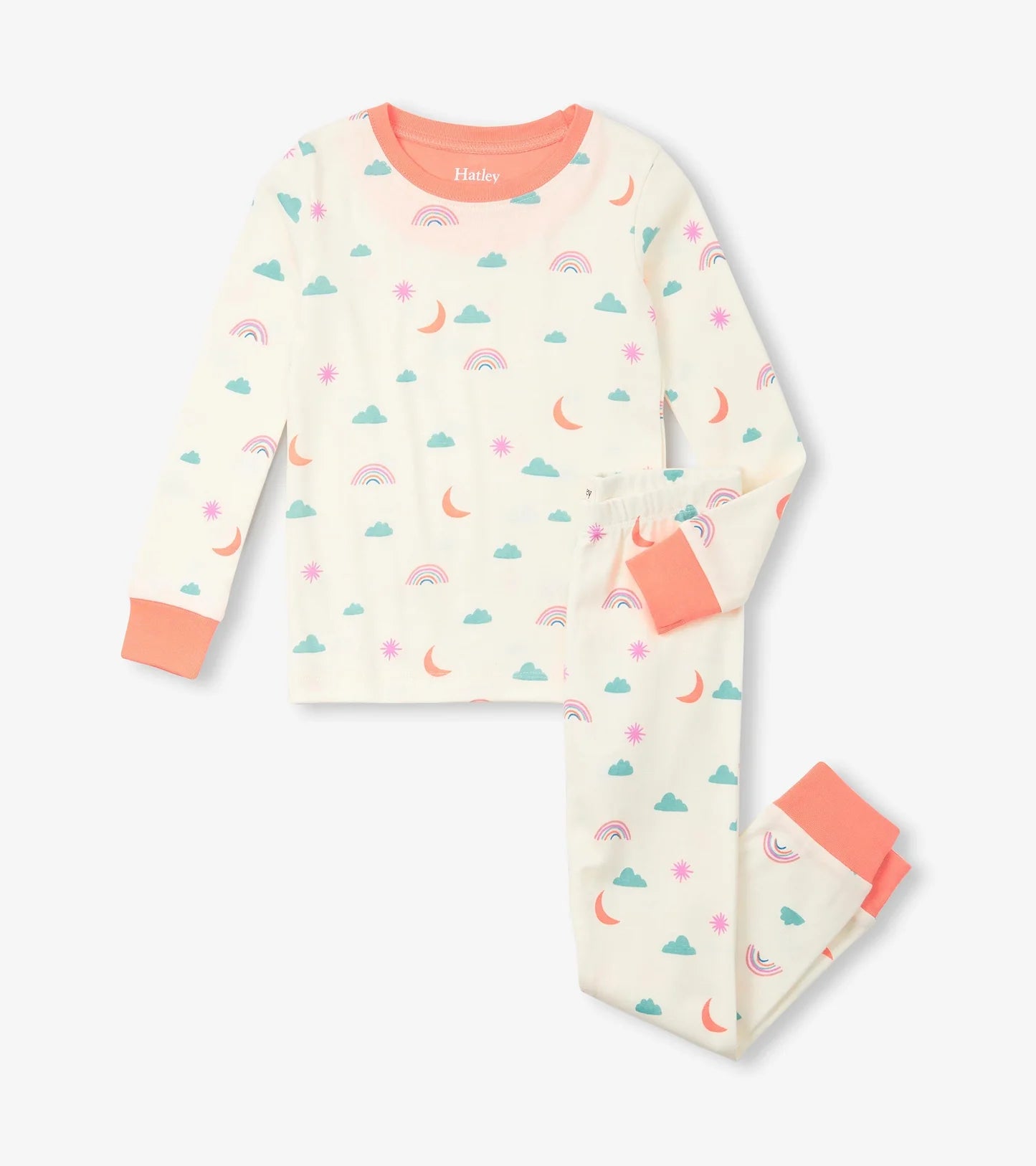 Hatley charms organic stretch cotton pyjama set in cream