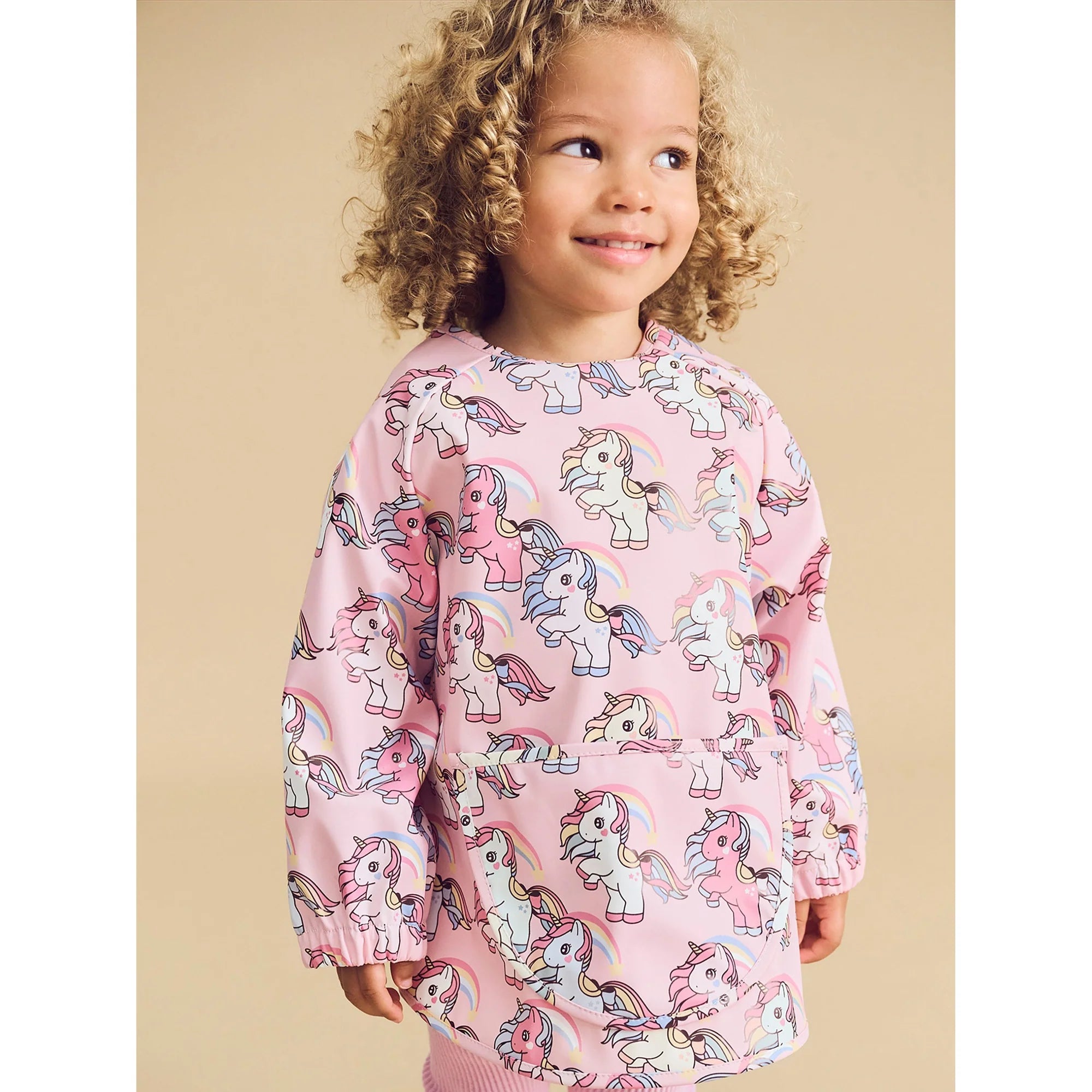Huxbaby Rainbow Unicorn Smock Candy in Multi