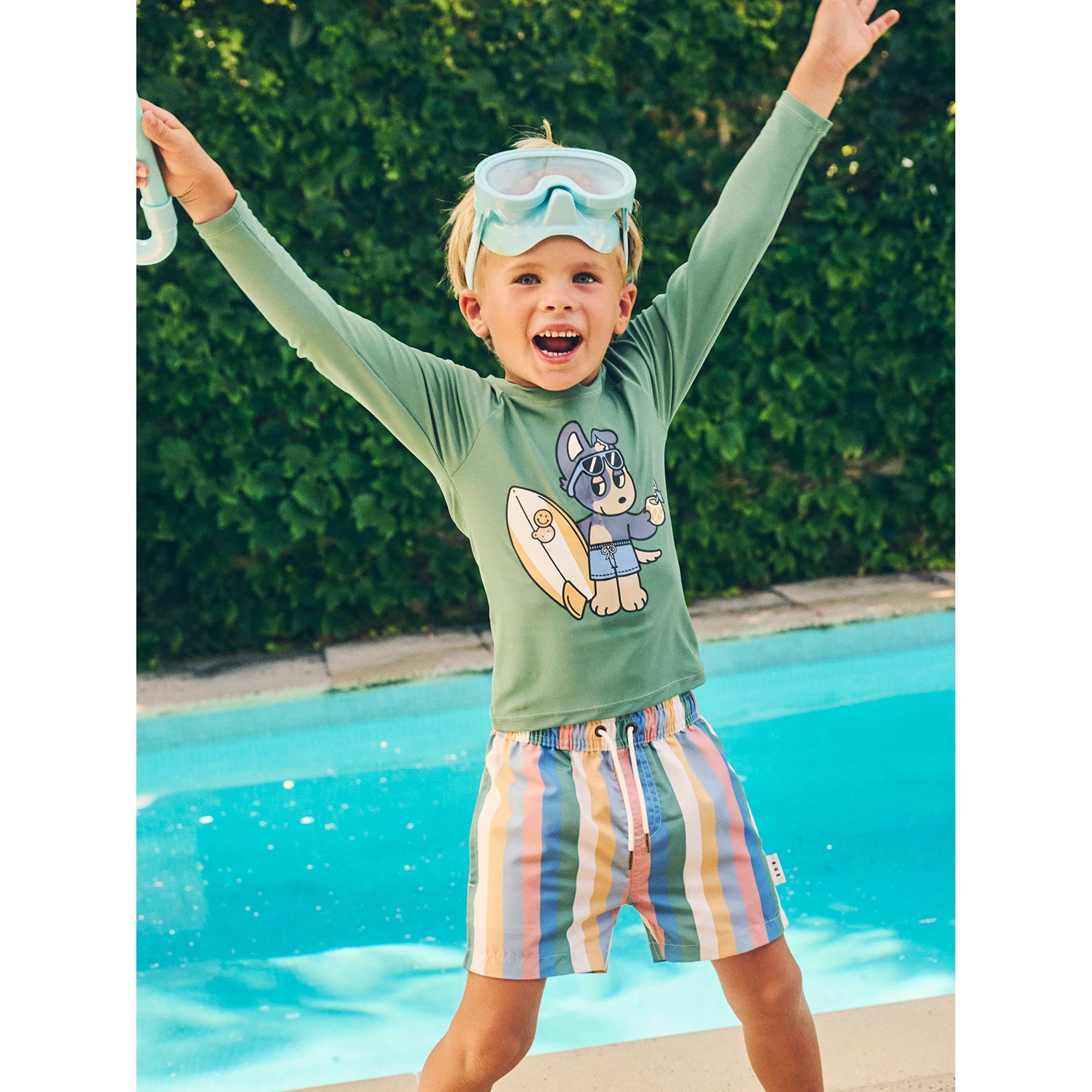 Huxbaby Vintage Stripe Swim Short Multi Stripe in Multi