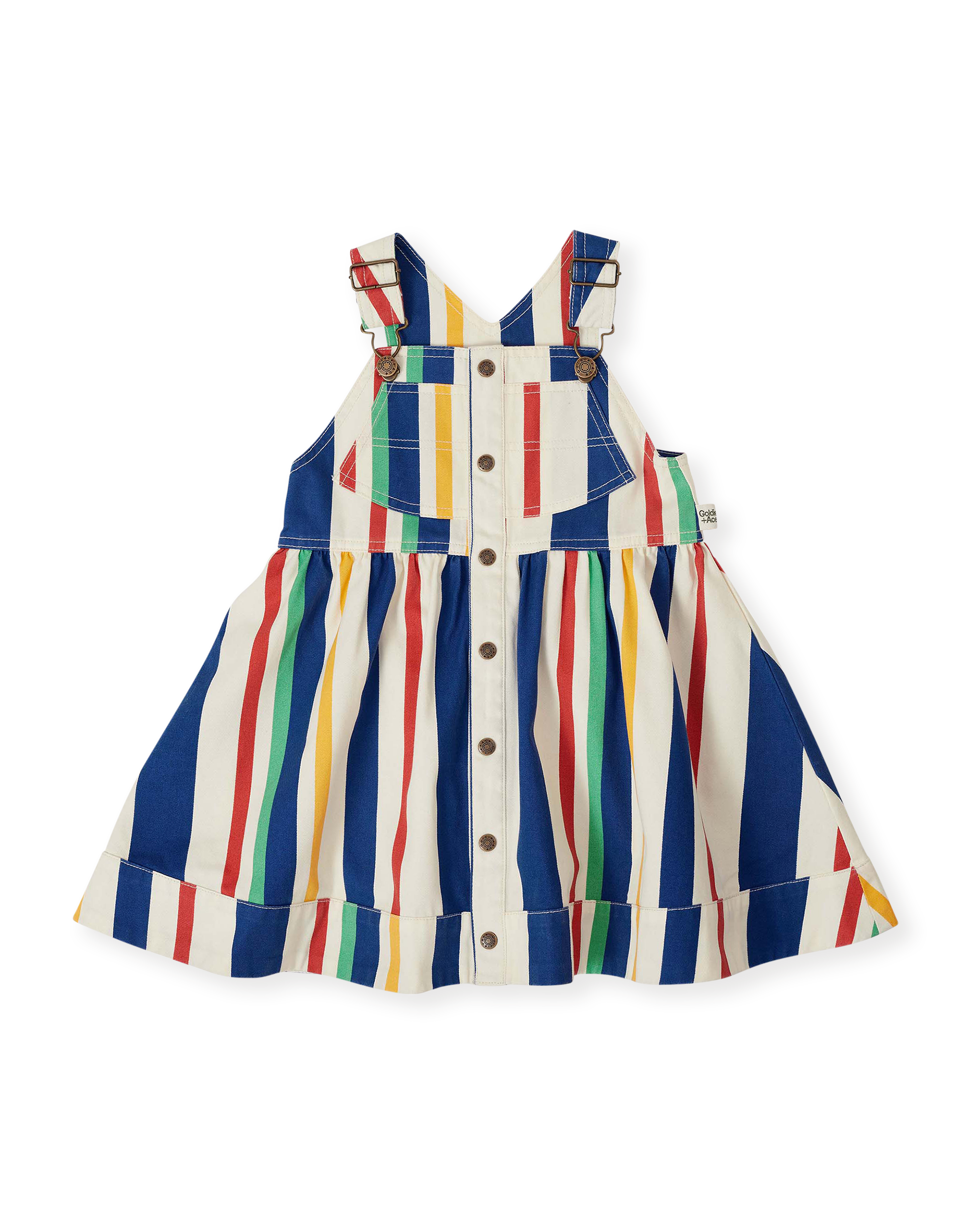 Goldie & Ace 90’s bold stripe heidi denim pinafore dress