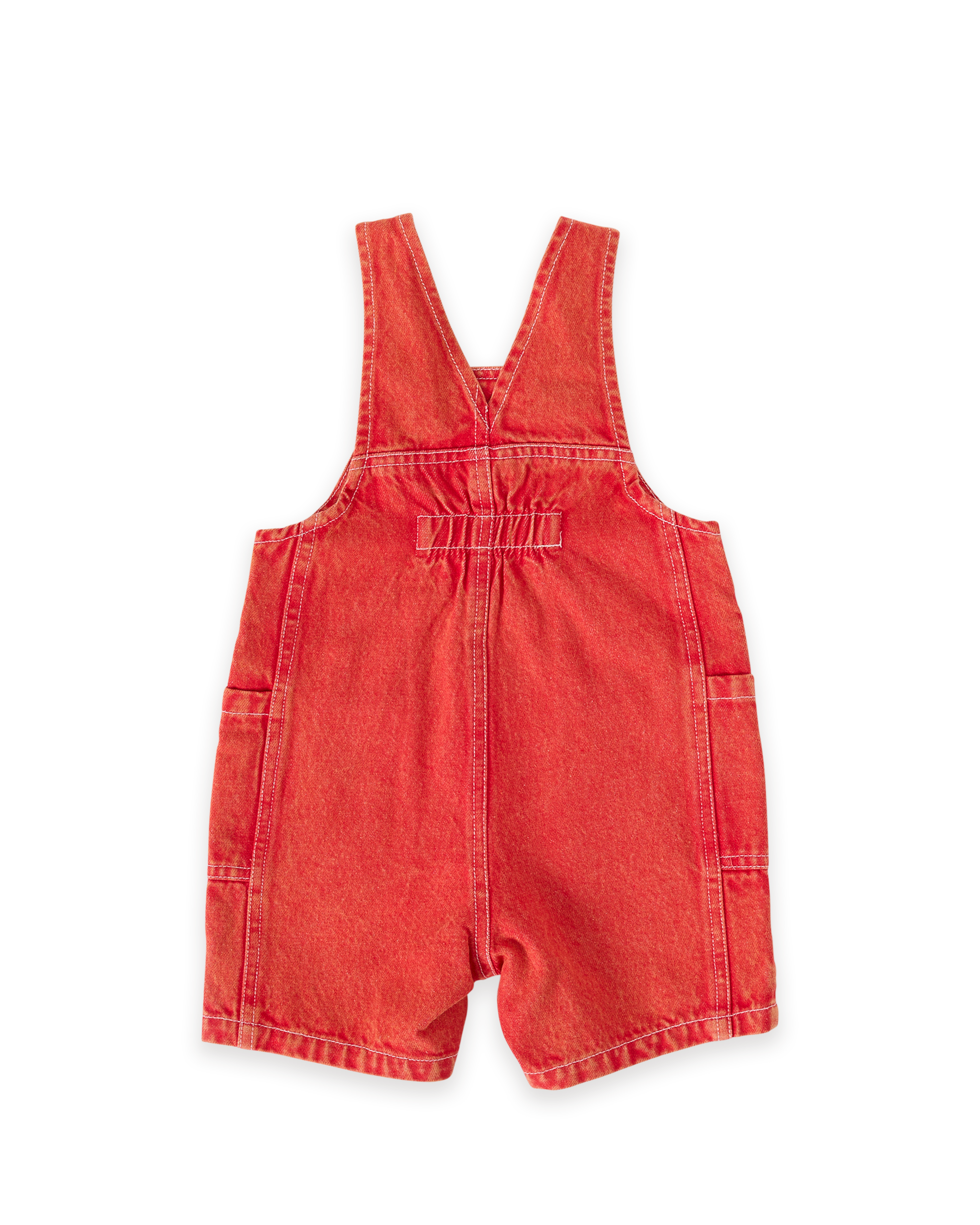 Goldie & Ace burton vintage washed denim pocket overalls apple red