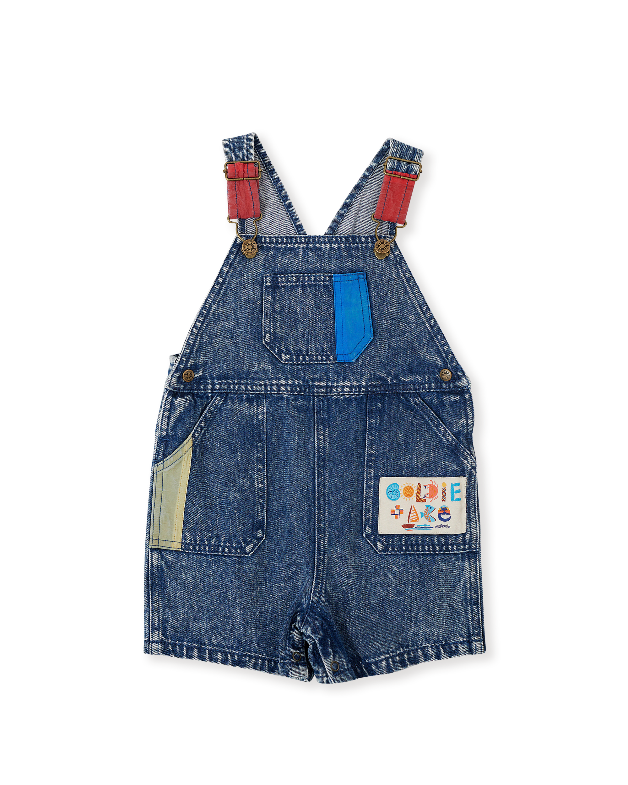 Goldie & Ace primary pop Burton denim overalls