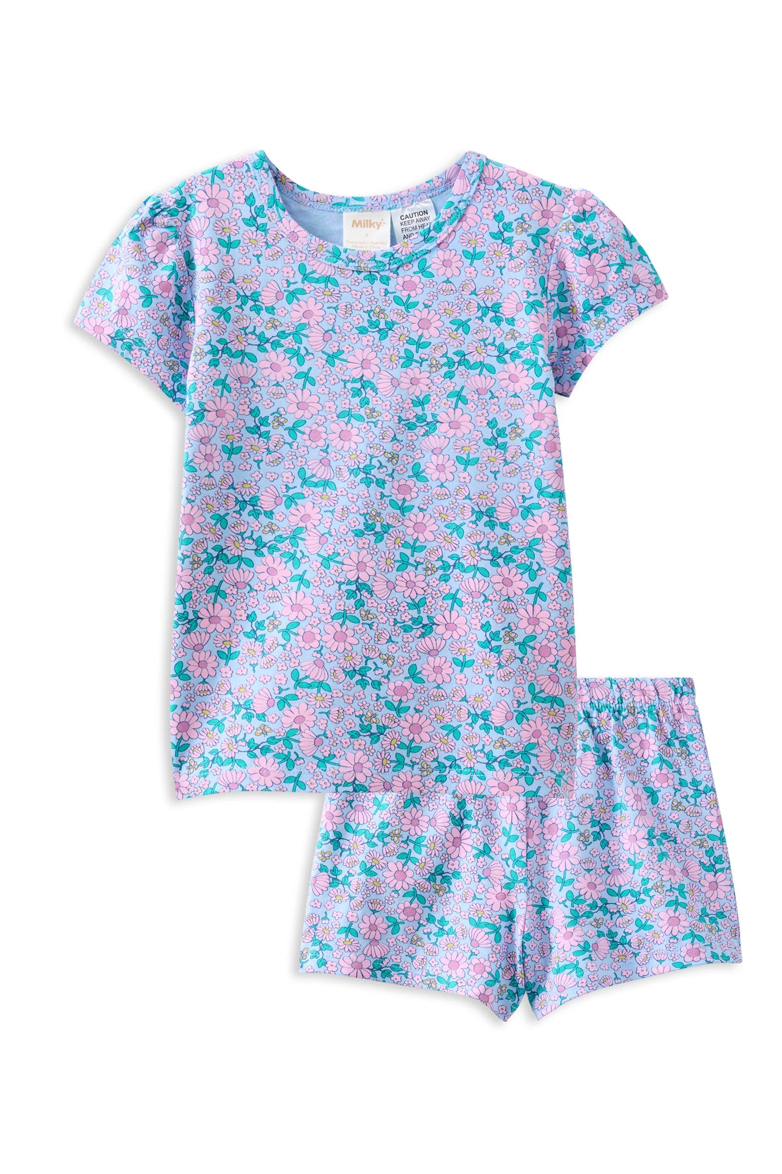 Milky Daisy Fields Pyjamas in Style Bluebell