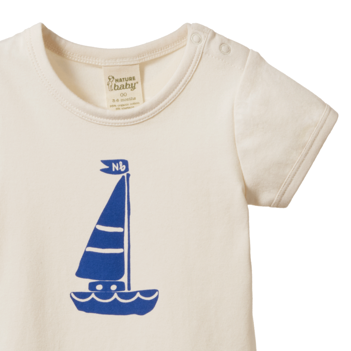 Nature Baby Stretch Jersey Short Sleeve Bodysuit in sail boat print