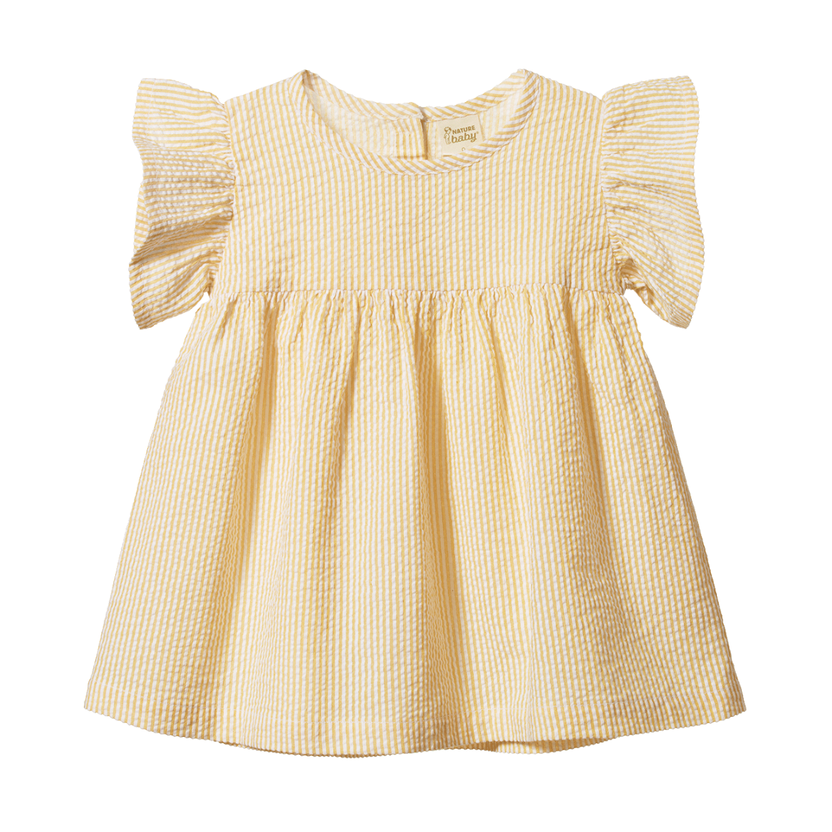 Nature Baby Bonnie dress seersucker in Golden stripe