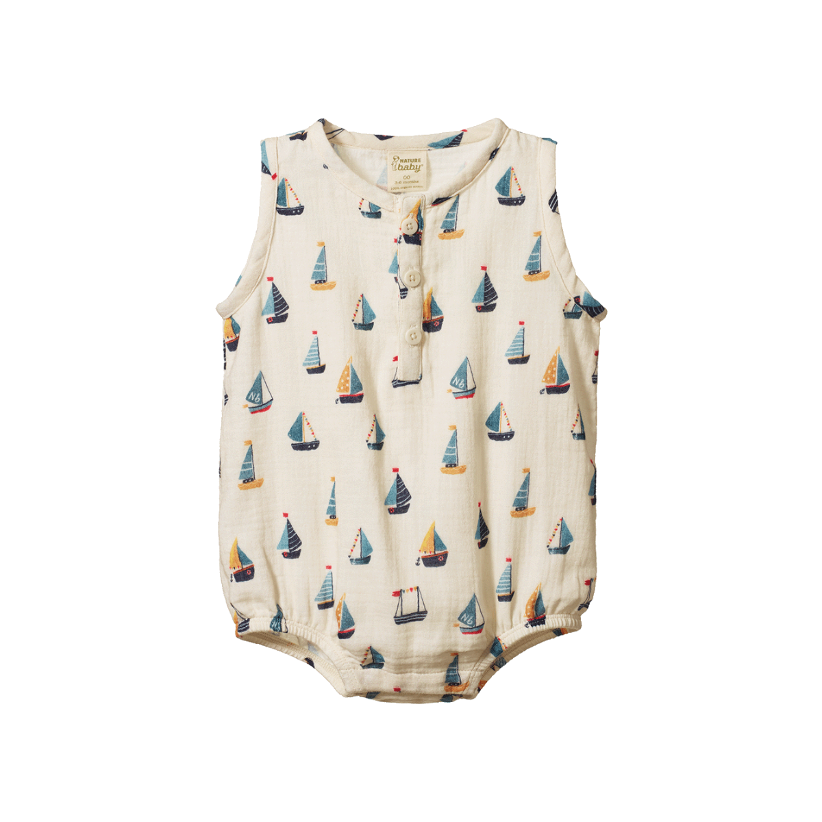 Nature Baby Cedar suit muslin in Regatta print