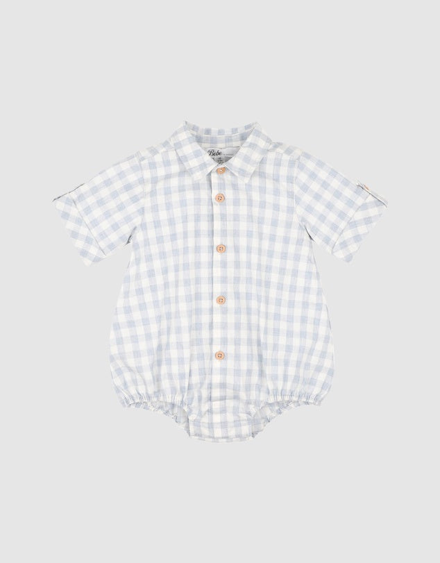 Bebe harry check shirt bodysuit in blue check