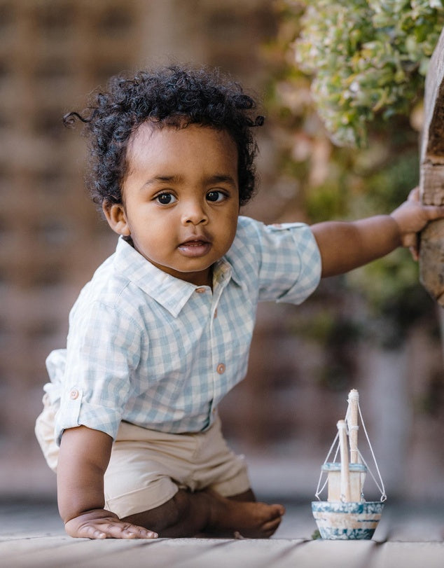 Bebe harry check shirt bodysuit in blue check