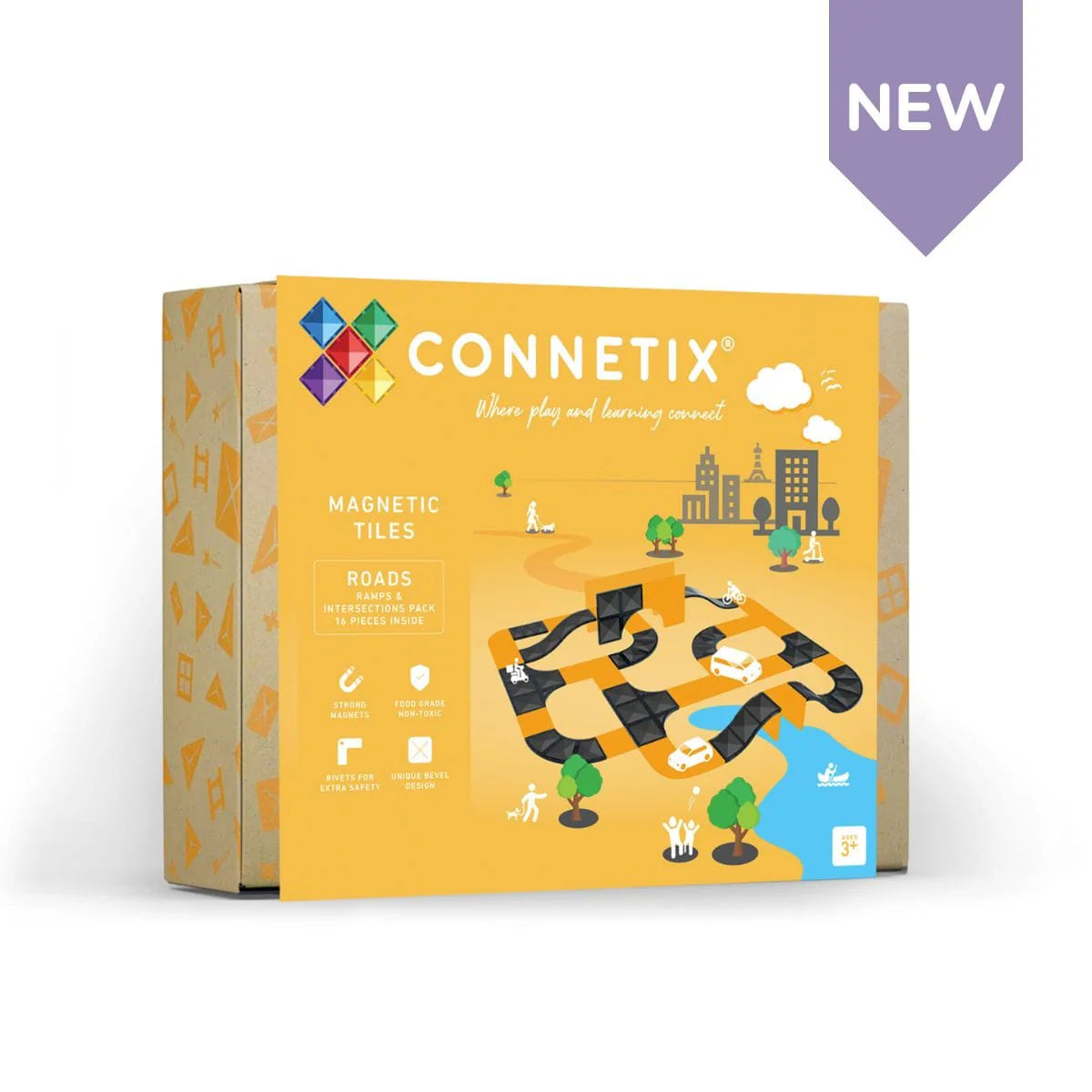 Connetix Magnetic Tiles Roads Ramps & Intersections 16 pc