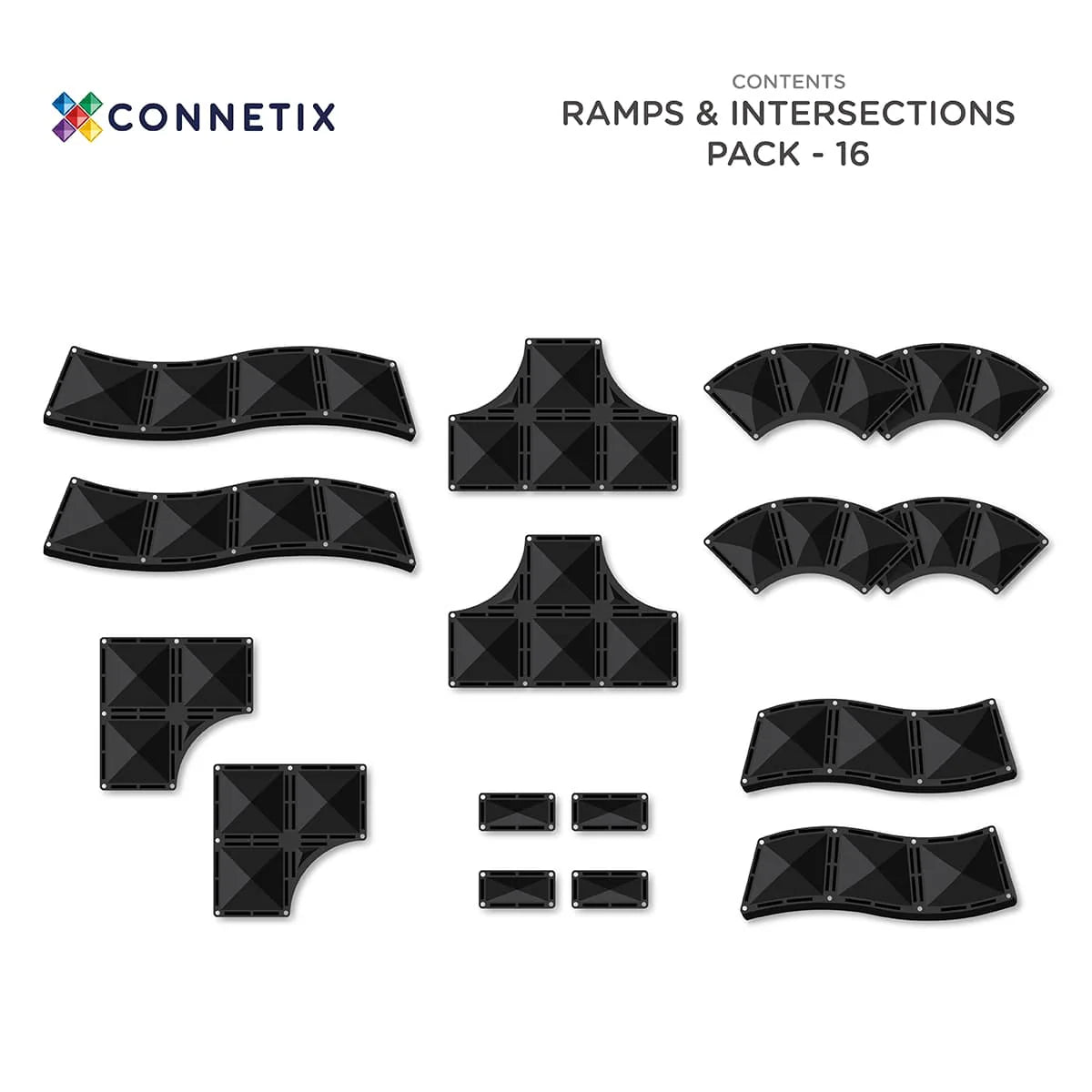 Connetix Magnetic Tiles Roads Ramps & Intersections 16 pc