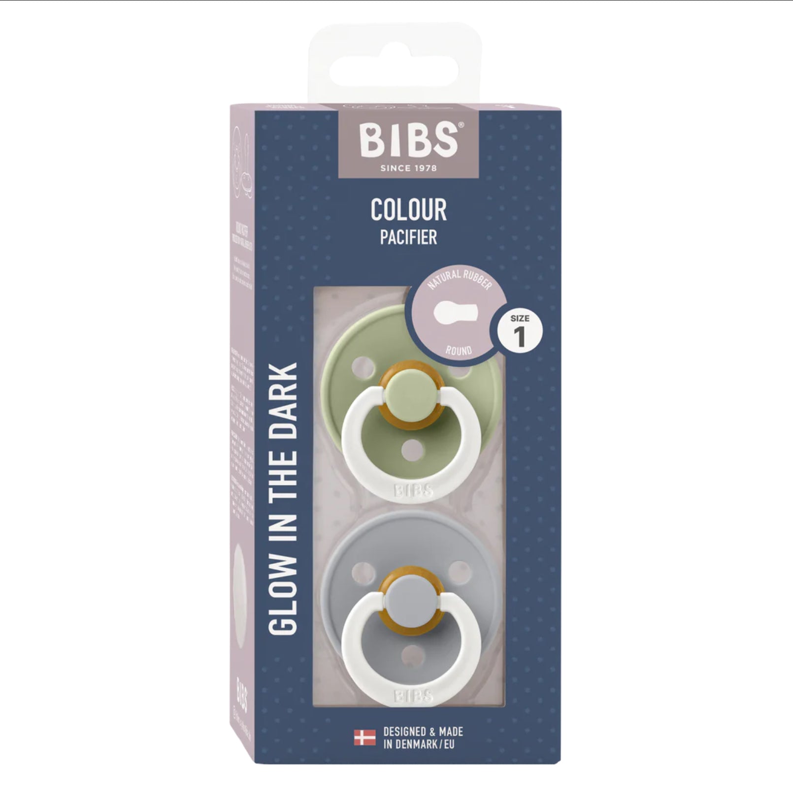 Bibs Dummies Night Glow 2 Pk Sage and Cloud