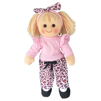 Hopscotch Collectible 35cm Rag Doll Natalie - pink leopard skin