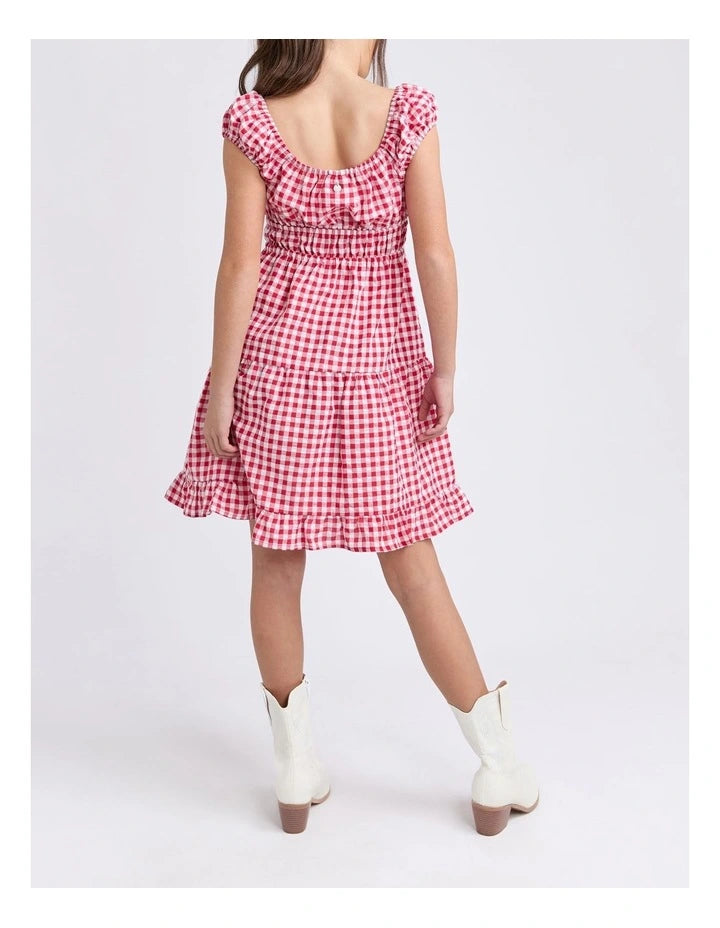 Eve Girl Elsa Gingham dress in red