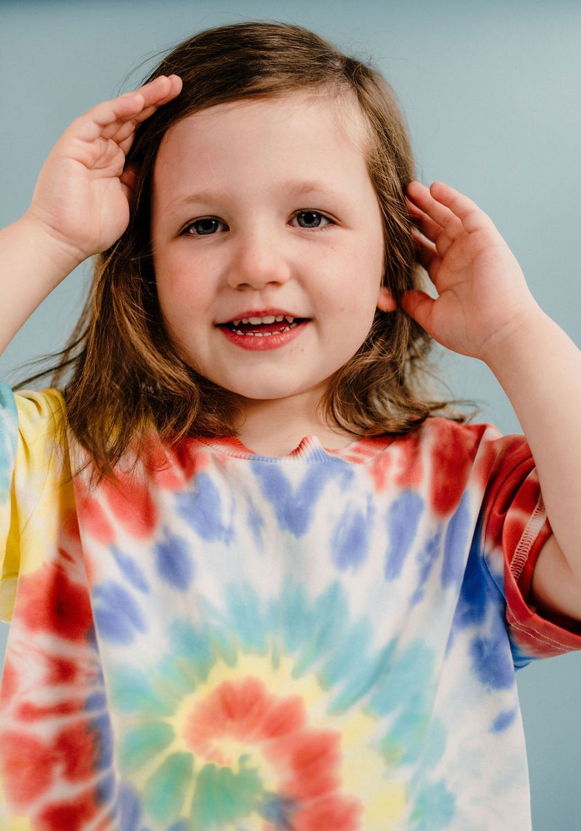 Rock your baby cosmic powers tie dye tee in rainbow