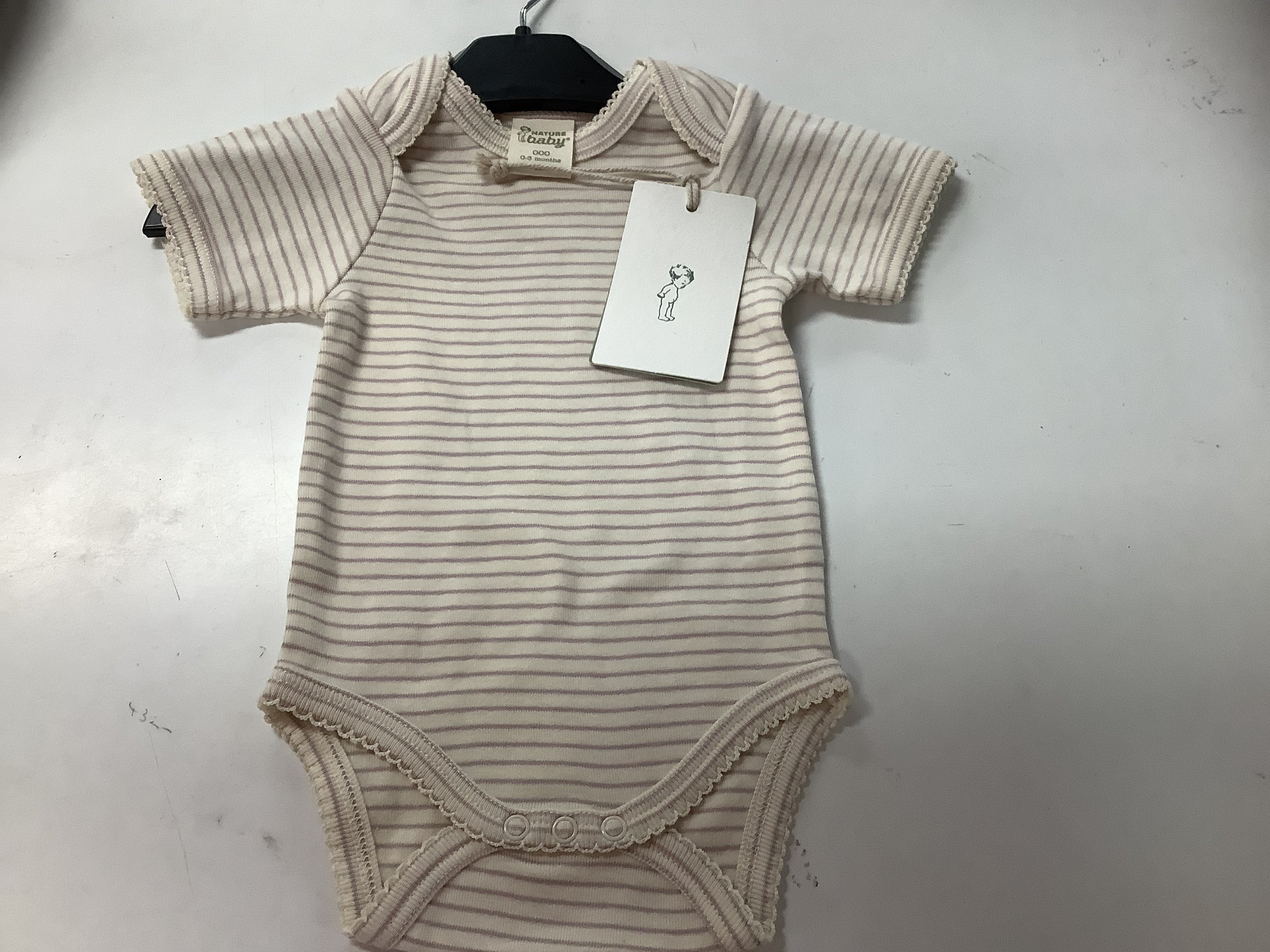 Nature Baby Short Sleeve Bodysuit Lilac Pinstripe