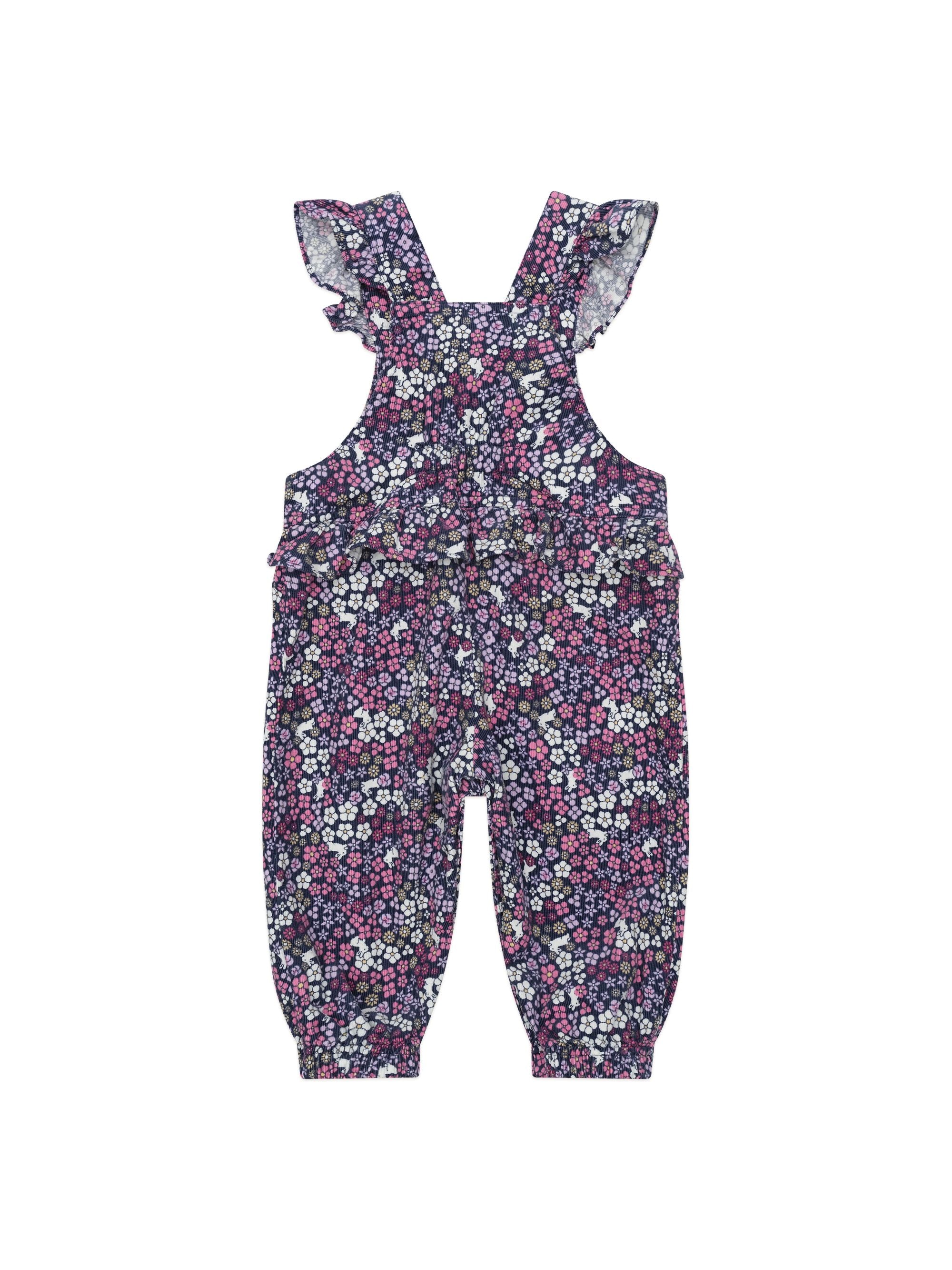 Huxbaby midnight flower garden frill Overalls in Blue