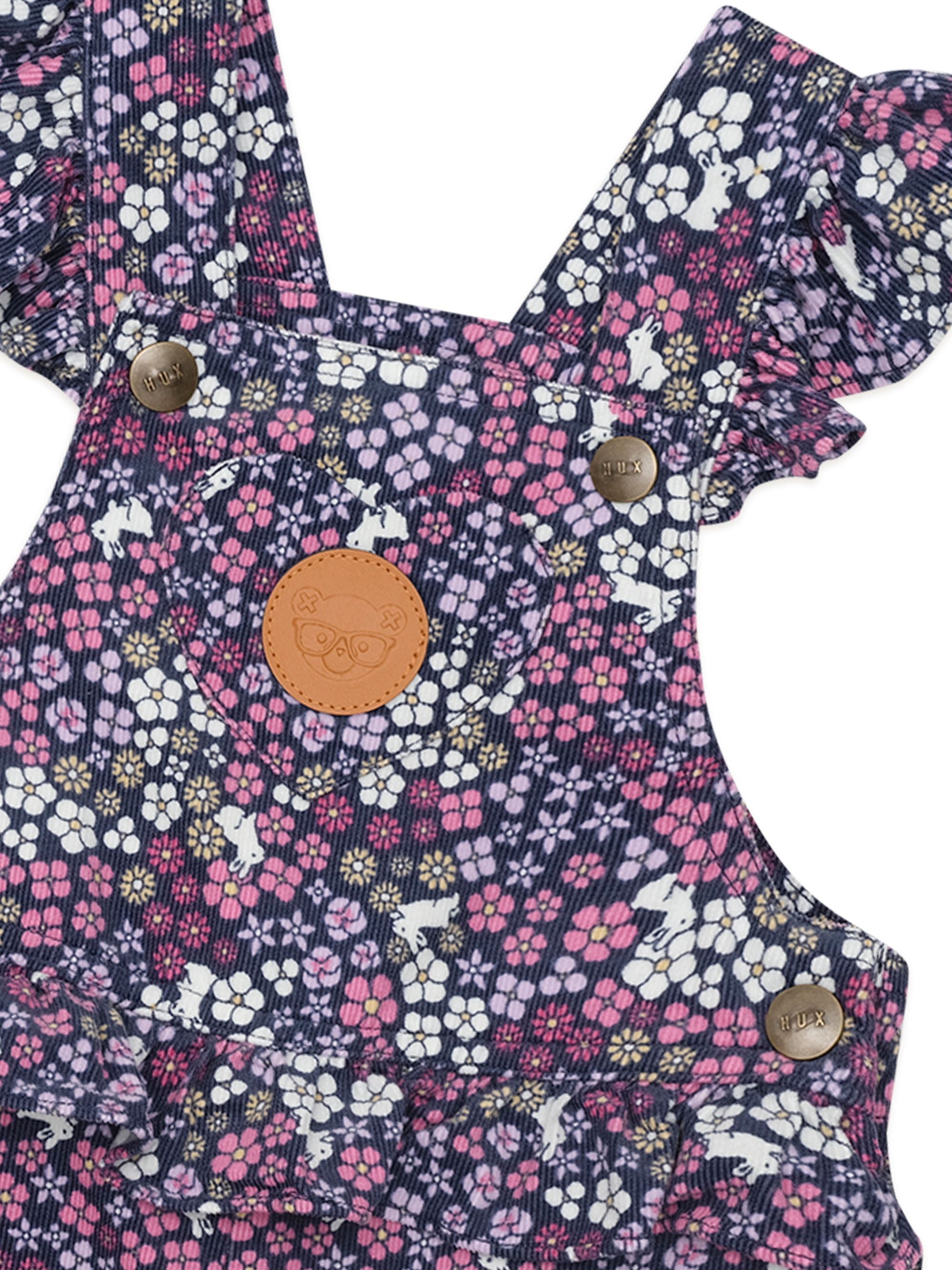 Huxbaby midnight flower garden frill Overalls in Blue