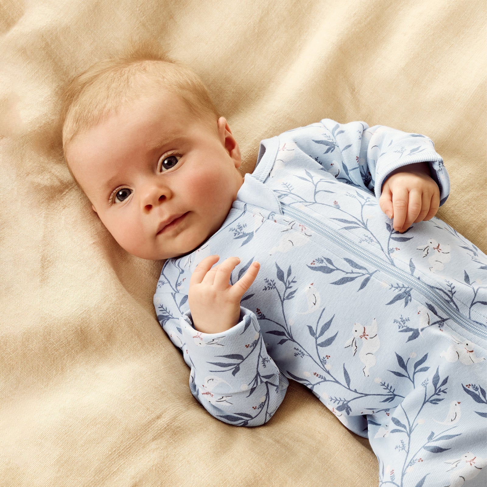 Wilson & Frenchy Organic Cotton Ribbed Zipsuit in Bunny Whistle Print