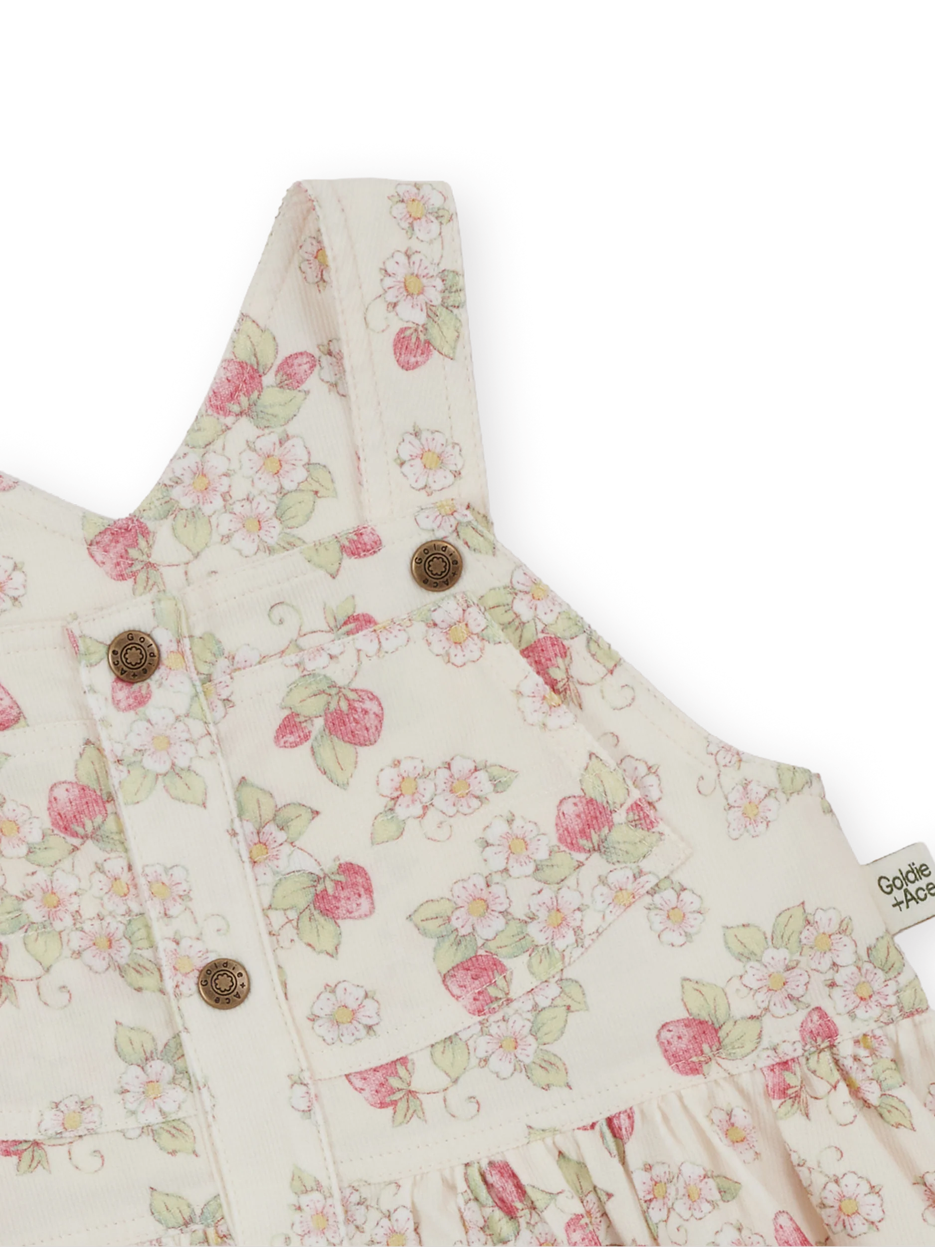 Goldie + Ace strawberry fields pinafore dress