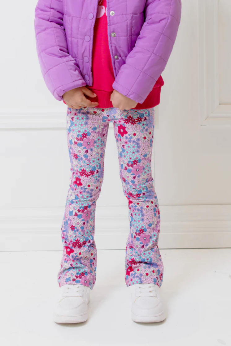 Milky Flares Legging in Lilac Bloom - sizes 8 10 12