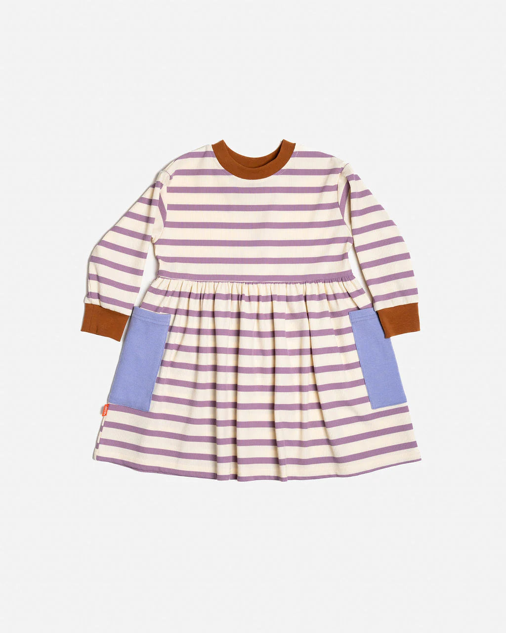 Das Ist Maurice Long Sleeve Bell Dress in Purple Stripes