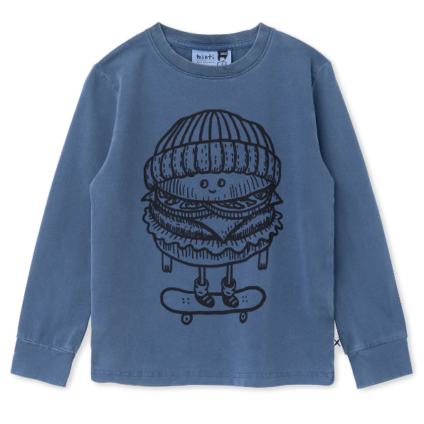 Minti Burger Skater Tee in Blue Wash