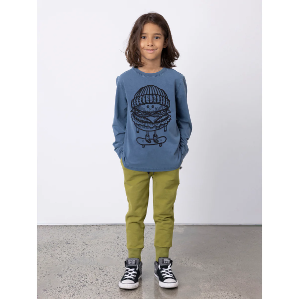 Minti Burger Skater Tee in Blue Wash