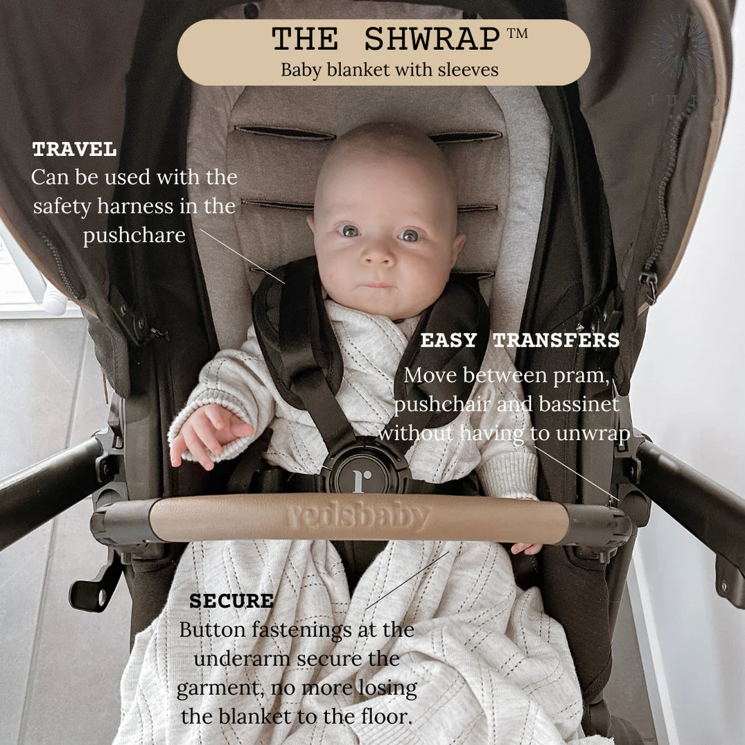 Jujo Baby line pointelle knitted shwrap in sand