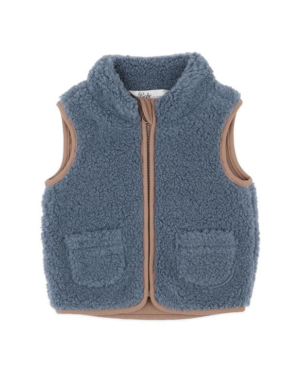 BEBE BLUE SHERPA VEST 3-5 YRS