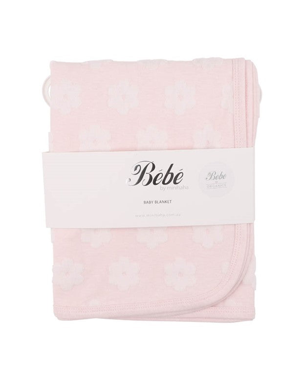 BEBE PINK FLOWER ORGANIC JACQUARD BUNNY RUG