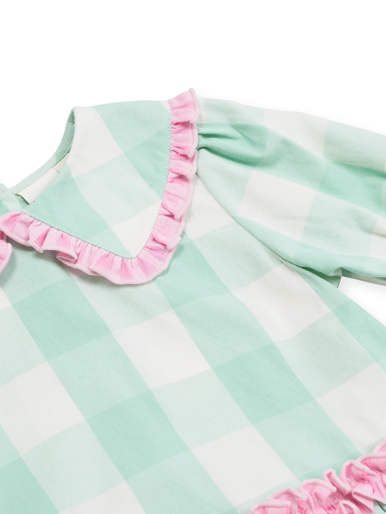 Goldie & Ace Gingham Collar Dress in Green and Pink