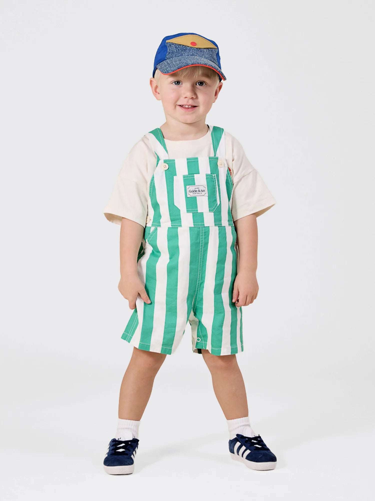 Goldie & Ace Happy Stripe Button Burton Overall