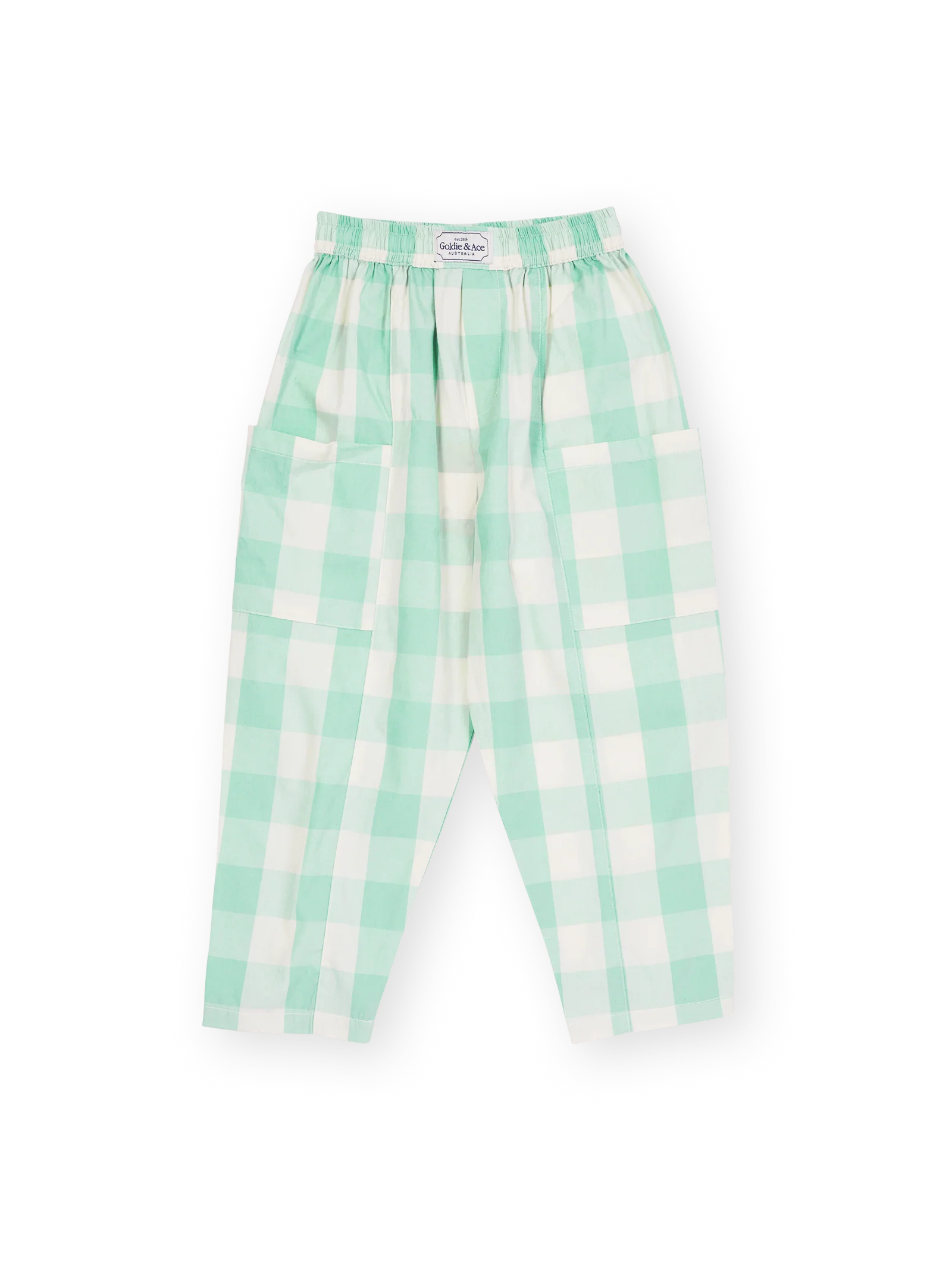 Goldie & Ace Lightweight Gingham Kit Pocket Pant in Green