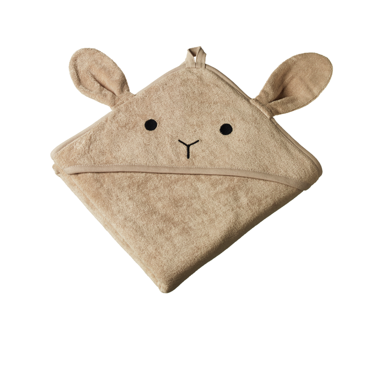 Nature Baby Hooded stretch bath towel in brown bunny embroidery