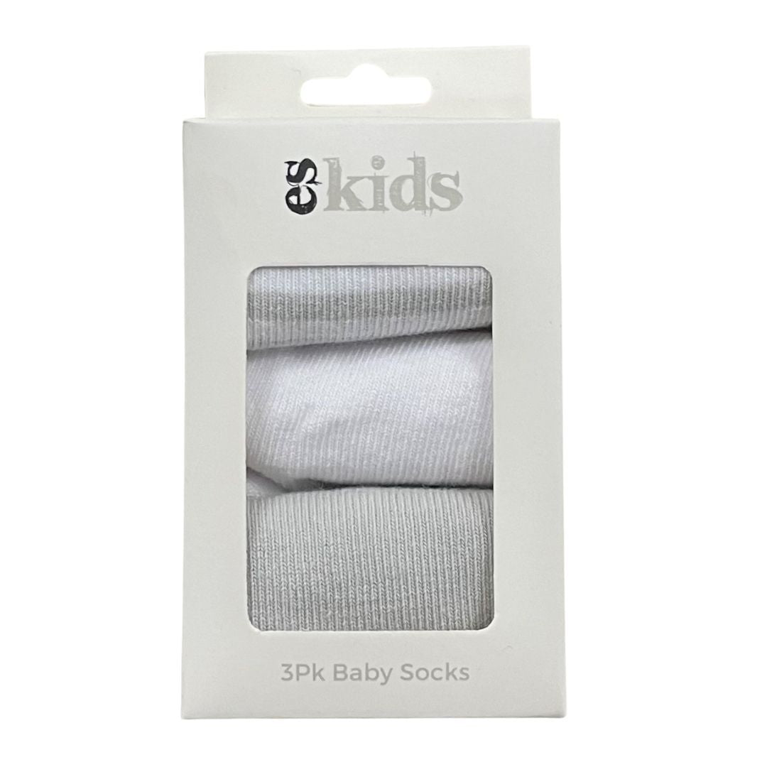 es kids baby socks boxed 3 pk Grey stripe