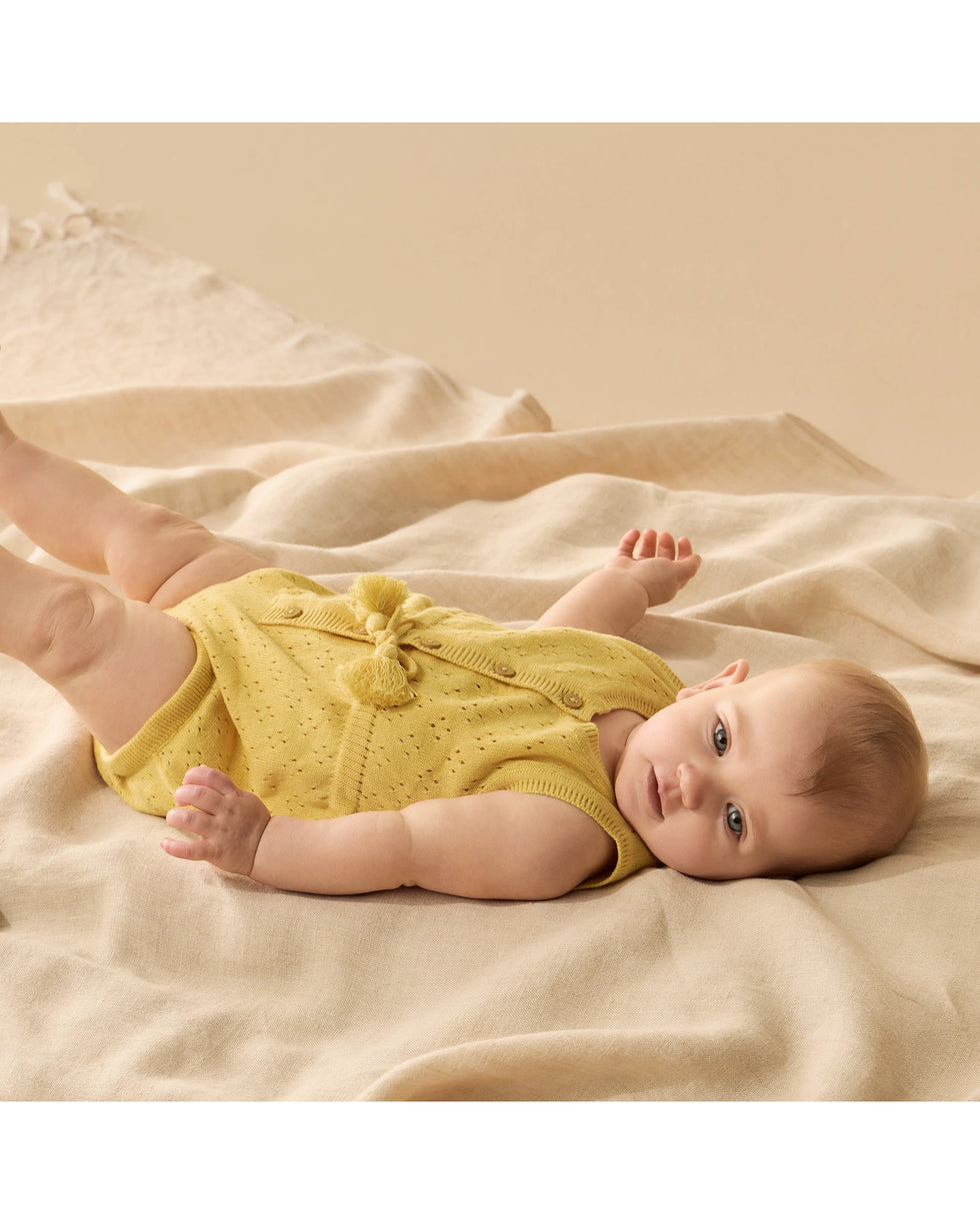 Wilson & Frenchy Sunny Sorbet Organic Knitted Tie Bodysuit