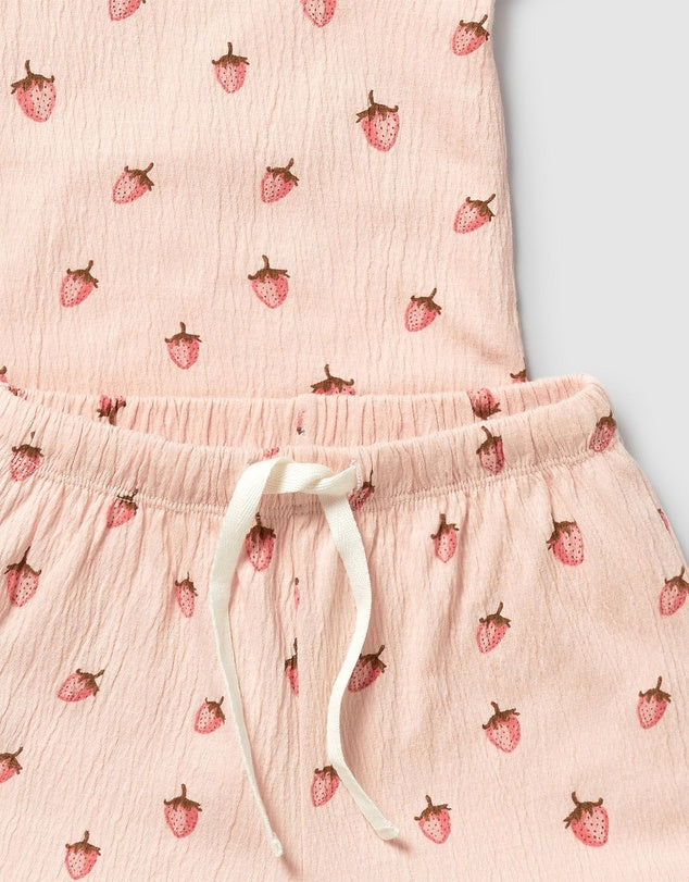 Wilson & Frenchy Organic Strawberry Kisses Organic Crinkle Pyjamas