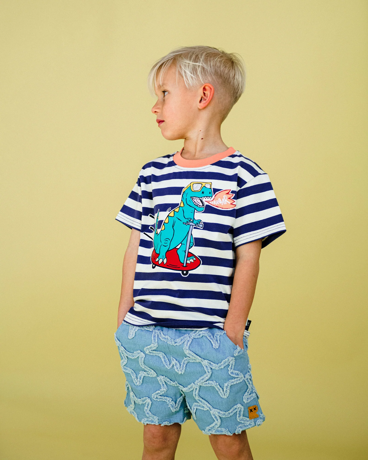 Rock Your Baby Dino Stripe Tee