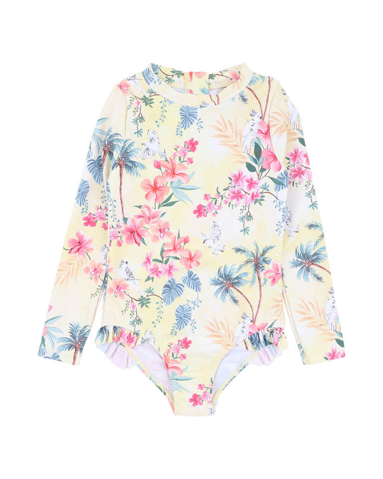 Minihaha Milana LS Sunsuit in Yellow Print