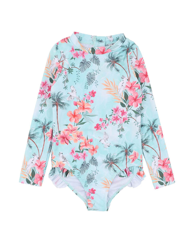 Minihaha Milana LS Sunsuit in Blue Print