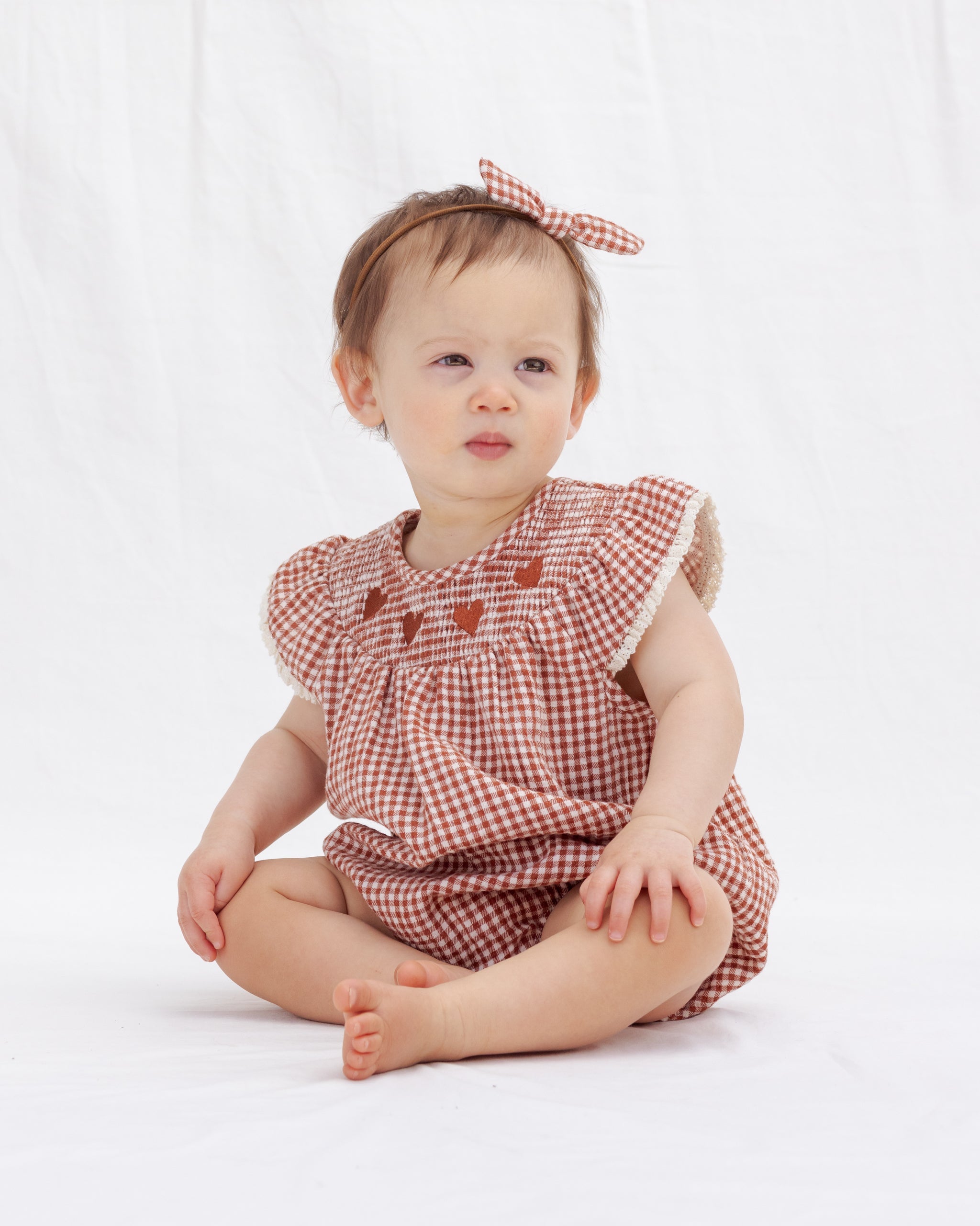 Quincy Mae Lenore Romper Red Gingham
