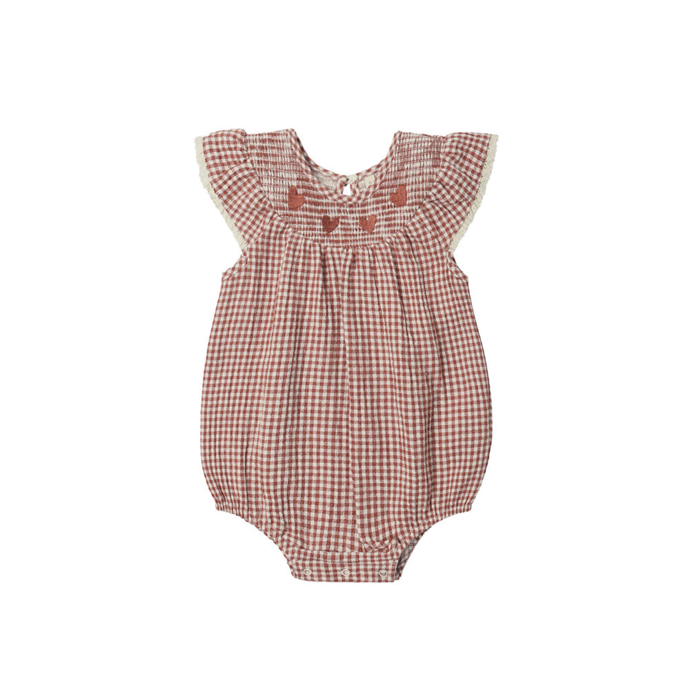 Quincy Mae Lenore Romper Red Gingham