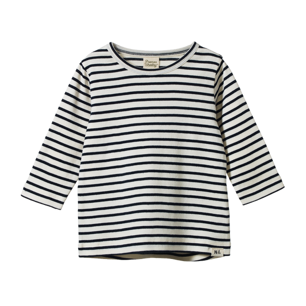 Nature Baby Long Sleeve River Tee in Navy Sailor Stripe