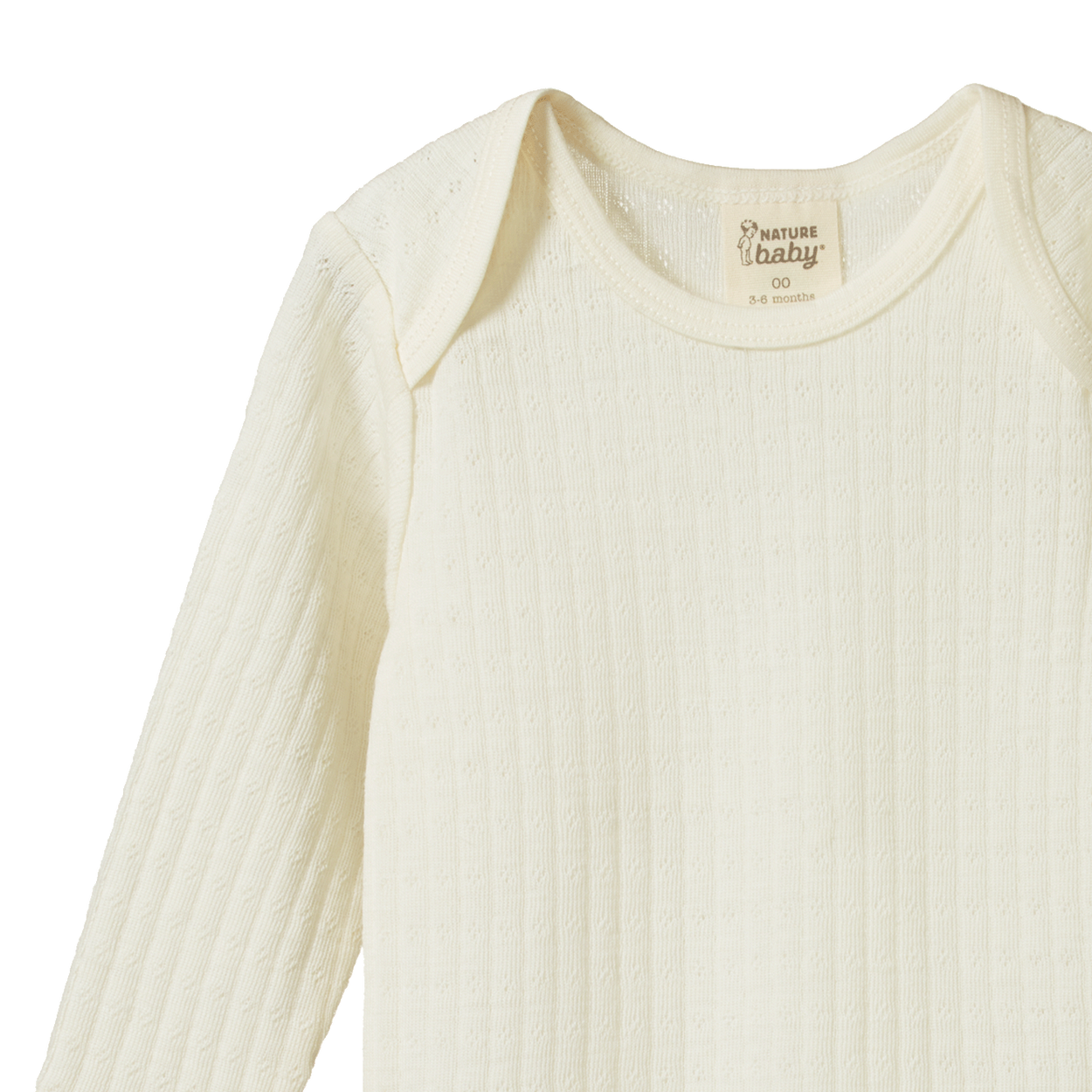 Nature Baby Long Sleeve Marino Wool Pointelle Cloud Tee in Natural