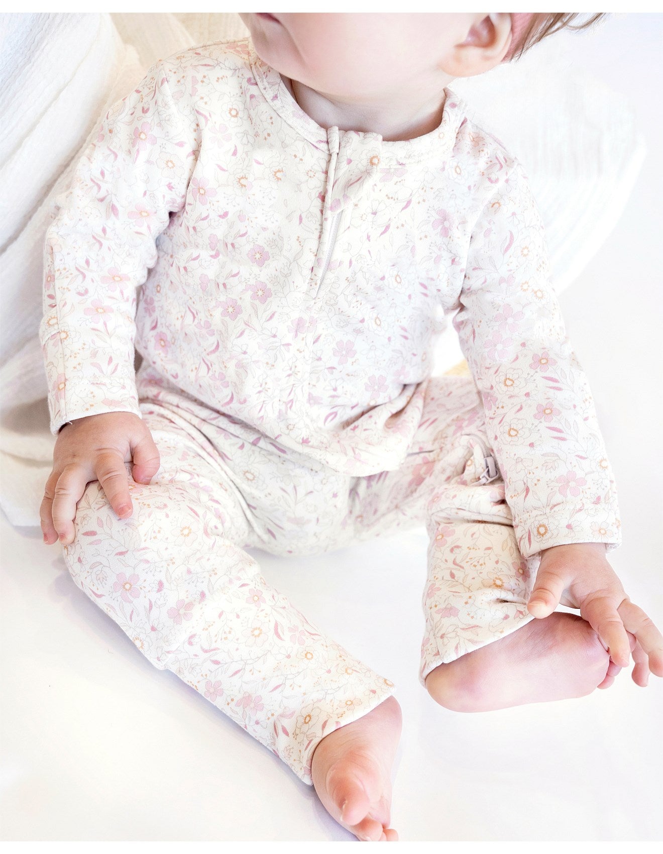 BEBE FAYE PRINT ORGANIC ZIPSUIT