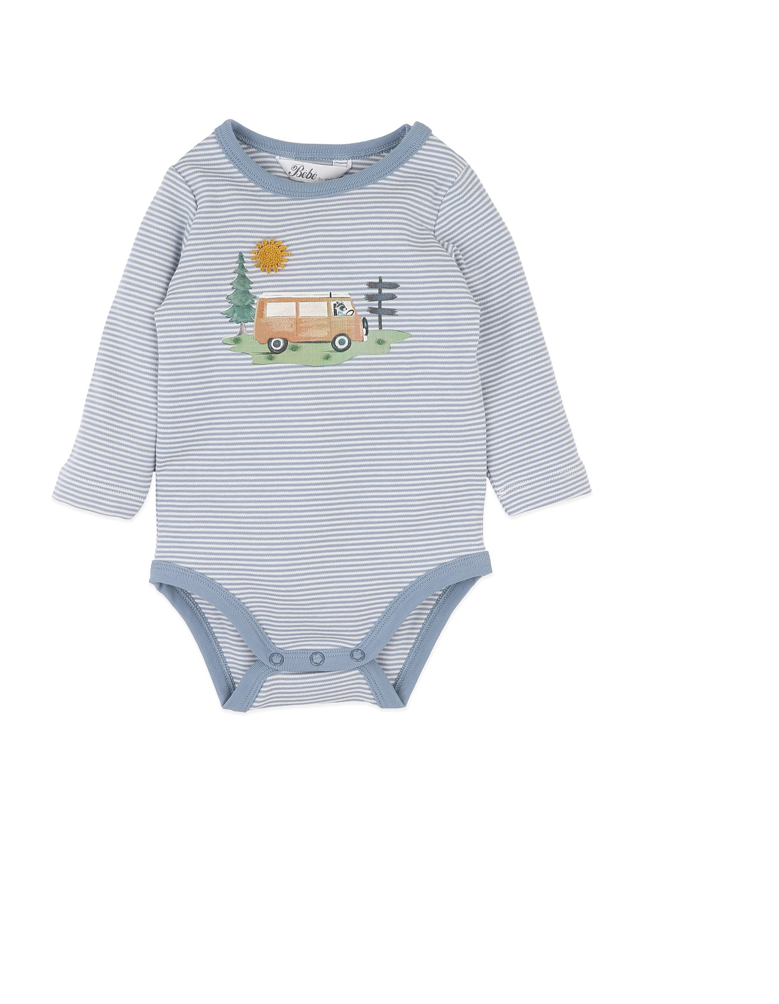 BEBE ALVIN ORGANIC STRIPE LS BODYSUIT